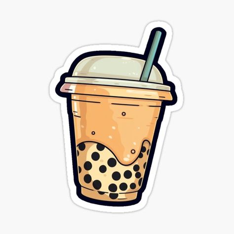 Boba Art, Boba Logo, Brown Sugar Boba, Cute Graphic Design, Boba Bubble Tea, Menu Food, Disney Belle, Coffee Stickers, Design Sticker