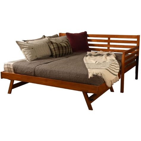 Wood Day Bed, Pop Up Trundle Bed, Day Bed Frame, Pop Up Trundle, Full Size Daybed, Headboard Shapes, Modern Daybed, Full Size Platform Bed, Wood Daybed