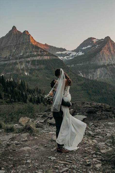 Romantic Montana getaway elopement in Glacier National Park. Glacier Elopement, Glacier National Park Wedding, Glacier National Park Elopement, National Park Elopement, Montana Wedding, Park Elopement, National Park Wedding, Elopement Photos, Mountain Elopement