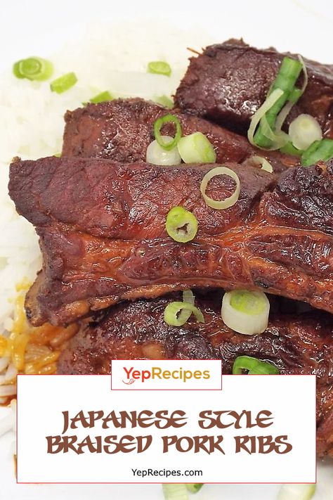 Japanese Pork Ribs Recipe, Japanese Short Ribs Recipe, Japanese Ribs Recipe, Japanese Ribs, Braised Meals, Ribs Asian Style, Japanese Pork Recipes, Japanese Salad Recipes, Healthy 2024