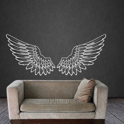 Tribal Vinyl Decal Memorial Guardian Inspirational Big Wings Angel Deco Custom Wings Vinyl Sticker Waterproof Murals C407 Mural Bedroom, Big Home, Angel Wings Wall, Wing Wall, Wall Stickers Bedroom, Sticker Decals, Wings Tattoo, Vinyl Wall Stickers, Bedroom Dorm