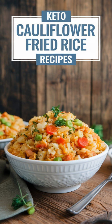 Enjoy a keto-friendly take on fried rice with this Cauliflower Fried Rice recipe! Packed with fresh veggies, scrambled eggs, and bold flavors, it’s the perfect low-carb side dish or main meal. Keto Cauliflower Fried Rice Recipes, Cauliflower Fried Rice Keto, Cauliflower Rice Chaffle, Cauliflower Fried Rice Recipes Easy, Cauliflower And Rice, Recipes Cauliflower Rice, Keto Fried Rice, Keto Cauliflower Rice, Cauliflower Rice Stir Fry