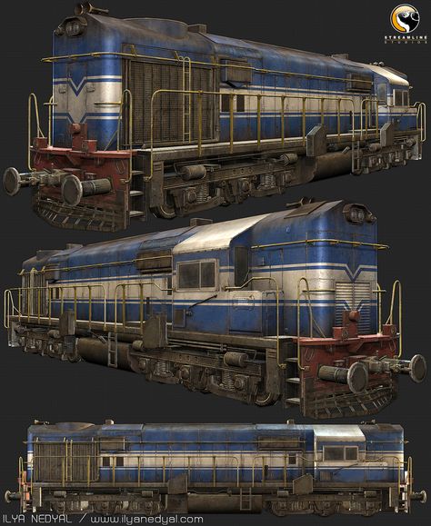 [Portfolio] – Ilya Nedyal / Environment, Weapon and Vehicle Artist. - Polycount Forum Train Games, Indian Railway Train, Disney Canvas Art, 3d Modeling Tutorial, 3d Props, Indian Railways, Game Environment, Train Art, Old Trains