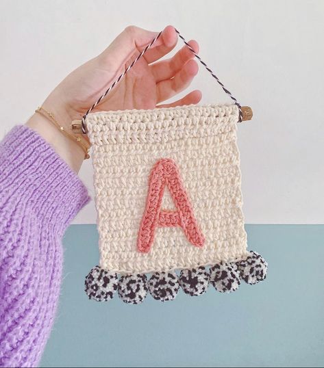 Crochet Banner, Crochet Wall Hanging Patterns, Crochet Letters, Wall Decor Kids Room, Crochet Wall Art, Hanging Crochet, Crochet Wall Hanging, Crochet Nursery, Crochet Wall Hangings