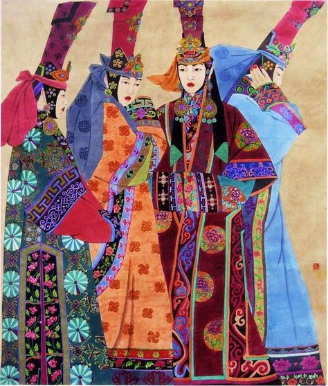 Mongolian Traditional Clothing, Mongol Art, Mongolian Culture, Mongolian Art, Mongolian Clothing, Chinese Folk Art, Graphic Design Brochure, Asian Culture, Character Design Animation