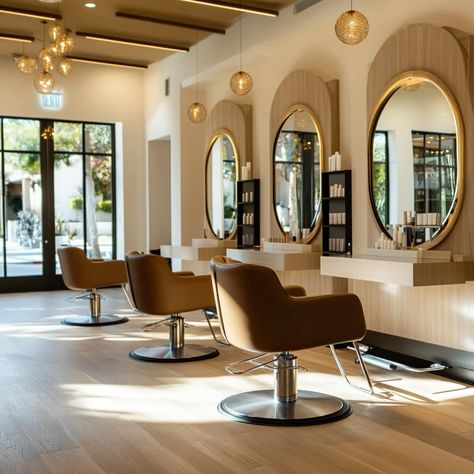 Clean and minimal salon interior. #salon #saloninspo #salongoals #hair #hairstylist Trendy Salon Interior, Hairstylist Station Ideas, In Home Hair Salon Ideas, Hair Salon Lighting, Small Salon Interior Design, Pamela Hair, Salon Renovation Ideas, Modern Hair Salon Interior Design, Modern Salon Design