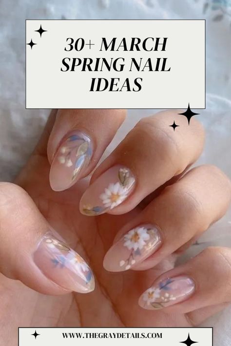 30 March Nail Ideas Short March Nails, March Birthday Nails, Spring Nails Neutral, Nails For March, March Nail Art, Spring Green Nails, March Nail Designs, Early Spring Nails, March Nails Spring