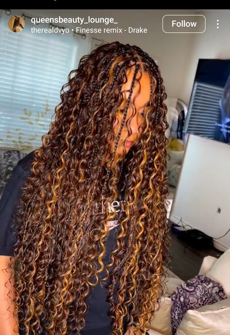 #Rp Blonde Ombré Boho Braids, Black And Honey Brown Boho Braids, Boho Braids With Highlights, Honey Blonde Boho Braids, Brown Bohemian Braids, Highlights Curly Hair, Short Box Braids Hairstyles, Big Box Braids Hairstyles, Goddess Braids Hairstyles