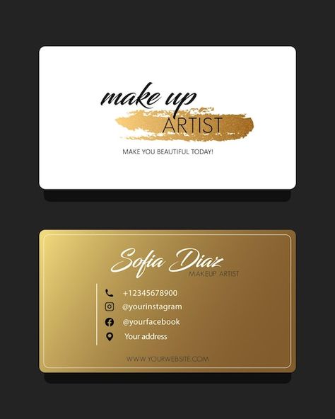 Makeup artist business card template | Premium Vector #Freepik #vector #blank-card #salon-card #beauty-woman #paper-card Business Card For Makeup Artist, Makeup Visiting Cards Design, Business Card Makeup Artist, Business Card Beauty Salon, Makeup Artist Business Card, Makeup Artist Business Cards Design, Makeup Artist Cards, Makeup Artist Logo Design, Business Cards Beauty