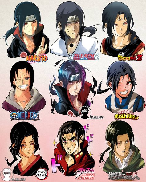 8,413 curtidas, 198 comentários - 🐓 Adoté | Manga Anime Artist 🐓 (@a2t.will.draw) no Instagram: “Best boiii Uchiha Itachi in 9 Manga Art Styles! 🔥🔥 And your favorite one is...? 👀 . "1 Character, 9…” A2t Will Draw, Fan Art Anime, Itachi Uchiha Art, Manga Naruto, Naruto Drawings, Naruto Fan Art, Style Anime, Art Manga, Naruto Anime