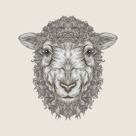 Lamb Head, Lamb Face, Black Sheep Tattoo, Lamb Drawing, Lamb Tattoo, Sheep Logo, Sheep Tattoo, Sheep Drawing, Sheep Illustration