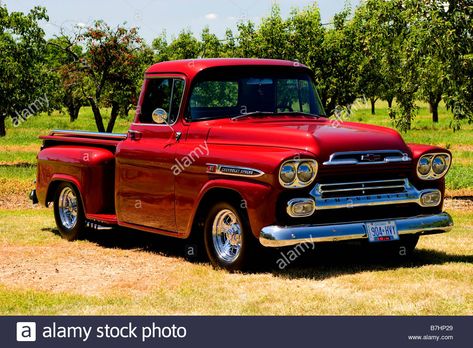 Download this stock image: 1959 Chevrolet Apache Pick up truck - B7HP29 from Alamy's library of millions of high resolution stock photos, illustrations and vectors. 1959 Chevy Apache, Old Trucks Chevy, 1959 Chevy Truck, Vintage Chevy Trucks, Chevy Apache, Chevrolet Apache, Chevy 3100, Vintage Pickup Trucks, Chevy Cars