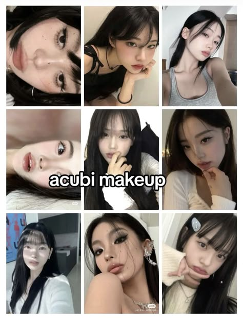 Acubi Make Up Tutorial, Makeup For Cat Face Type, Acubi Pictures, Acubi Makeup Tutorial, Acubi Hairstyle, Acubi Makeup, Makeup Inspo Asian, Types Of Makeup Styles, Acubi Core