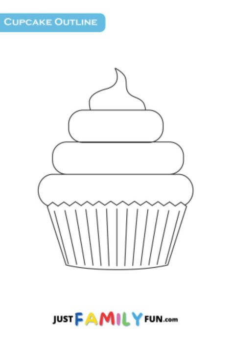 Cupcake Template Printable, Cupcake Cakes Templates, Cupcake Template Free Printable, Cupcake Outline, Fun Printables For Kids, Squishy Ideas, Cupcake Template, Cupcake Crafts, Paper Squishy