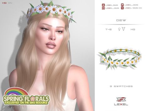 The Sims Resource - Dew - hair accessory (Hats category) (Spring florals collection 2024) Flower Tiara, Spring Florals, Tiara Hairstyles, Floral Accessories, Ts4 Cc, Cc Finds, Flower Accessories, Sims 4 Cc, The Sims Resource