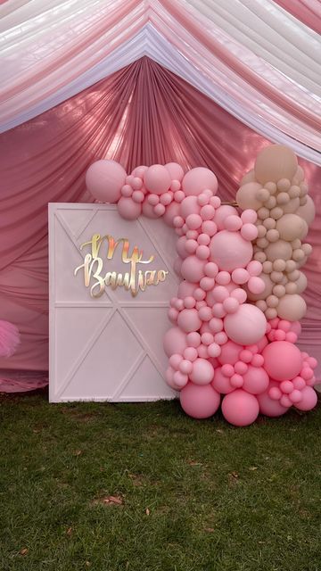 Baptism Decorations Girl, Bautizo Ideas, White Garland, Baptism Decorations, Baptism Ideas, Baby Baptism, Place An Order, Baptism Girl, Pink Balloons