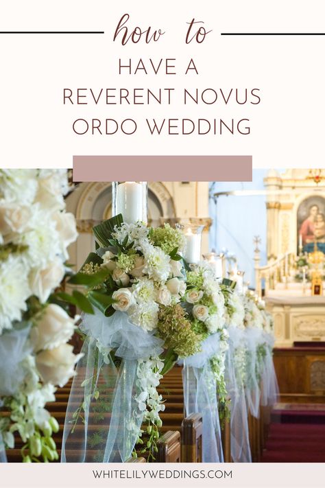 They're unique! From the language used to the traditions observed, these two forms of the Catholic Wedding Mass offer unique experiences for couples and their guests. Dive into this article to explore the planning process, liturgical differences, and overall atmosphere of these revered celebrations, helping you make an informed decision for your Catholic wedding. Find out more at WhiteLilyWeddings.com Catholic Wedding Ideas, Catholic Wedding Aesthetic, Catholic Wedding Traditions, Wedding Prayer, Reception Table Settings, Catholic Wedding Ceremony, Latin Mass, Catholic Wedding, Wedding Rituals