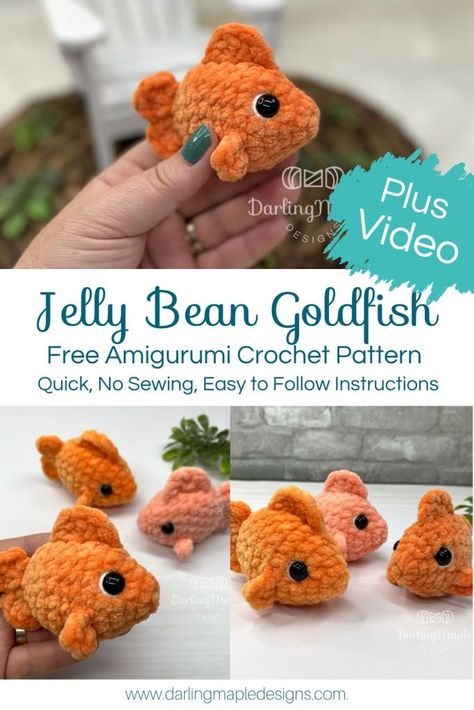 Crochet Animals Easy Free Patterns, Small Crochet Projects Animals, Crochet Goldfish Cracker Pattern Free, Beginner Yarn Projects, Free Koi Fish Crochet Pattern, Free Knit Amigurumi Patterns, Crochet Animal Video Tutorials, Cute Small Amigurumi, 30 Minutes Crochet Projects