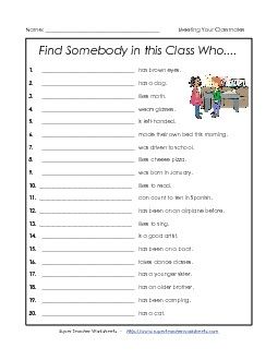 Printable Back-to-School Worksheets Find Someone Who Worksheet, Who Are You Worksheet, Find Someone Who Activity, Find A Friend Who Activity, Communication Worksheets, Find Someone Who Game, Ingles Kids, Student Worksheet, Back To School Worksheets