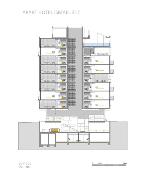 Gallery - Ismael 312 Apart Hotel / Estudio Larrain - 19 Form Concept, Architecture Sections, Architecture Section, Basement Construction, Landscape Architecture Plan, Architecture Work, Project Architecture, Hotel Plan, Basement Plans