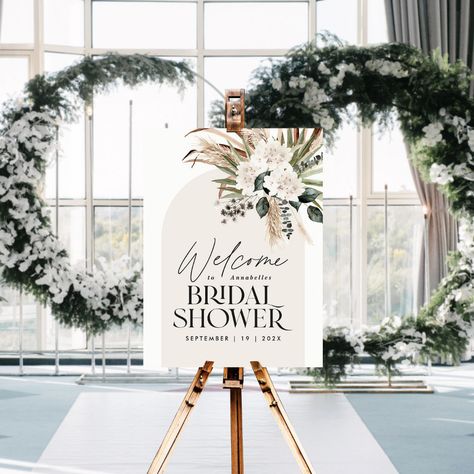 $44.20 | Bridal shower pampas grass modern boho elegant foam board #eucalyptus #pampasgrass #script #elegant #terracotta #bridalshower #modern #botanical #arch #bride Bridal Shower Entrance Sign, Bridal Shower Entrance, Bridal Shower Modern, Diy Bridal Shower Gifts, Unique Bridal Shower Gifts, Bridal Shower Gifts For Bride, Brides Basket, Shower Foam, Boho Bridal Shower