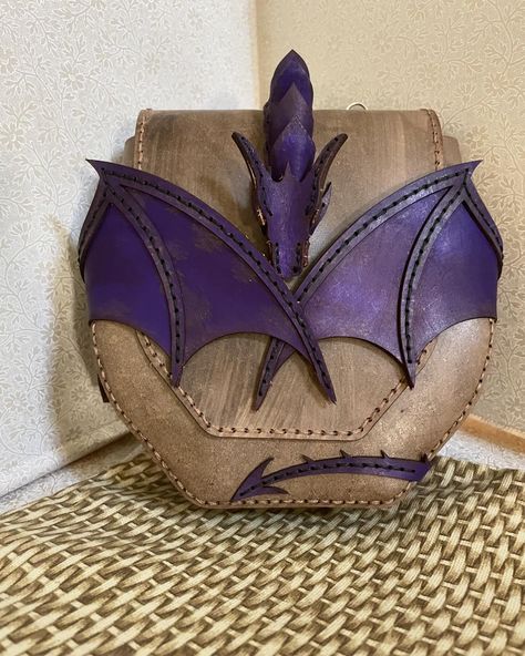 These awesome dragon purses are hand stitched leather, stained in your choice of colors. Each purse is made to order just for you. Original bag was designed by Creative Awl. #dragon #purse #justforyou #handmadewithlove #leather #dragonlove Leather Dragon, Fair Outfit, Small Dragon, Mini Altar, Fair Outfits, Leather Sewing, Sewing Leather, Original Bags, Stitching Leather