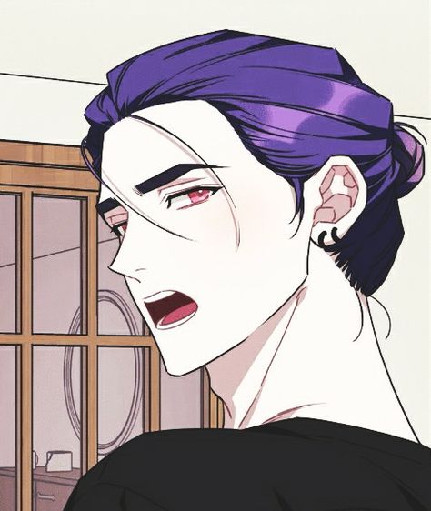 Your Wish Is My Command Manhwa, Manhwa Men, Your Wish Is My Command, Aesthetic Japan, Drawing Expressions, Manhwa Manga, Cute Anime Couples, Purple Hair, Cute Pictures