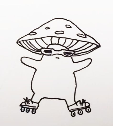 Tik Tok Tattoo Ideas, Funny Mushroom Tattoo, Popoyo, Best Tattoo Ever, Mushroom Tattoos, Friend Tattoos, Mini Drawings, Cute Little Drawings, Best Tattoo