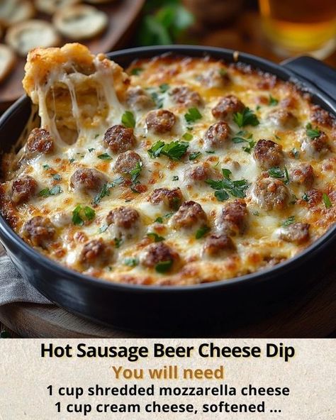 Ashley’s Recipes | Hot Sausage Beer Cheese Dip | Facebook Hot Sausage Beer Cheese Dip Recipe, Hot Sausage Beer Cheese Dip, Gathering Appetizers, Sausage Beer Cheese Dip, Holiday Munchies, Creative Cookery, Sausage Cheese Dip, Beer Cheese Dip Recipe, Beer Dip