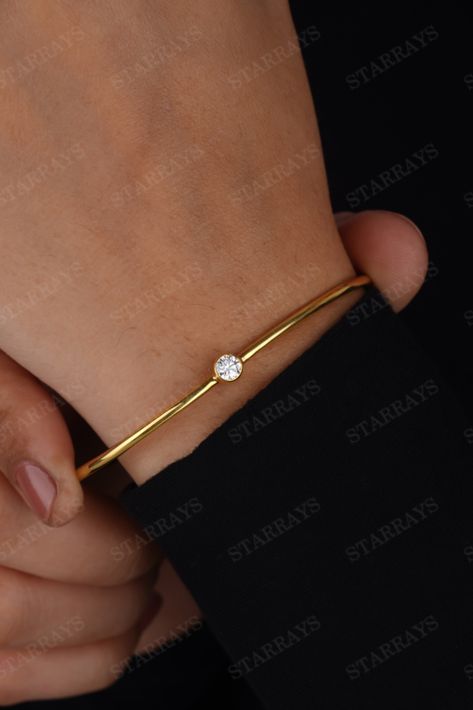 Diamond Bangle Bracelet, 14k Gold Moissanite Solitaire Bangle Bracelet for women, Minimalist Bracelet, Silver Diamond Bracelet Gift for her Single Diamond Bangles, Single Diamond Bangle, Diamond Bangles Bracelet Unique, Minimalist Bracelet Silver, Single Bangle, Moissanite Bracelet, Bangle Stacking, Minimalist Bangle, Bangle Design