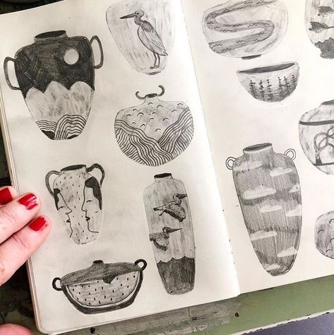 Drawing Vases, Weekend With Friends, Pottery Form, Pottery Painting Designs, Sketchbook Pages, Ceramics Pottery Art, Ceramics Ideas Pottery, Sketchbook Inspiration, Keramik Vase