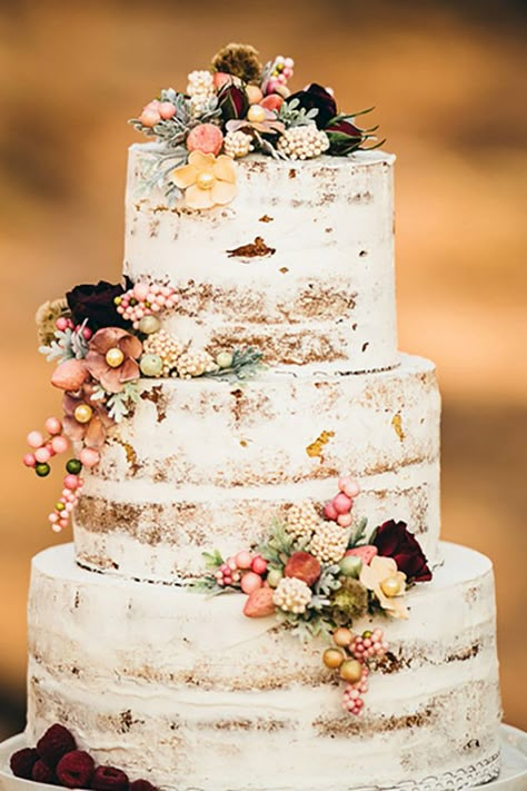 Vintage Pasta, Cakes Simple, Country Wedding Cakes, Creative Wedding Cakes, Torte Cupcake, Naked Cakes, Wedding Cake Rustic, Rustic Fall Wedding, Fall Wedding Cakes