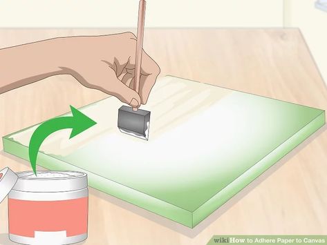 How to Adhere Paper to Canvas: 15 Steps (with Pictures) - wikiHow Decoupage Canvas, Mod Podge Pictures, Canvas Photo Transfer, Decoupage On Canvas, Ink Lettering, Decoupage Glue, Canvas Collage, Canvas Letters, Plain Canvas