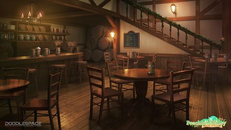 ArtStation - European Town, Inside of Tavern Anime Tavern, Tavern Interior, European Town, Seeds Of Love, Anime Background, Anime Scenery, Art Director, Of Love, Breakfast Bar