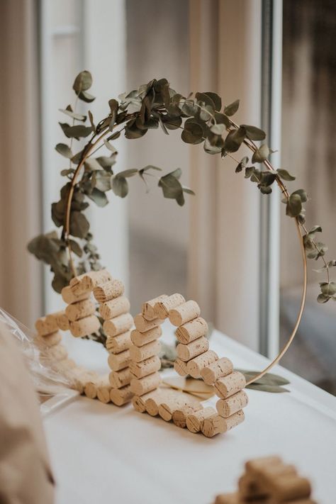 Wine Cork Centerpiece Wedding, Wine Cork Centerpiece, Wine Cork Wedding, 25th Wedding Anniversary Party, Floral Door Wreaths, Wedding Hoop, Wedding Decorations On A Budget, Wedding Planning Decor, Bridal Shower Diy