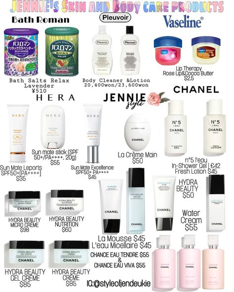 JENNIE KIM STYLE on Instagram: “JENNIE's Skin and Body care products . . . . . . . . . #blackpink #blackpinkstyle #blackpinkfashion #jennie #jenniekim #jenniestyle…” Kpop Skin Care Products, Jennie Skincare, Blackpink Skincare, Blackpink Products, Jennie Kim Style, Kpop Skincare, Asian Skin Care Routine, Blackpink Makeup, Jennie Closet