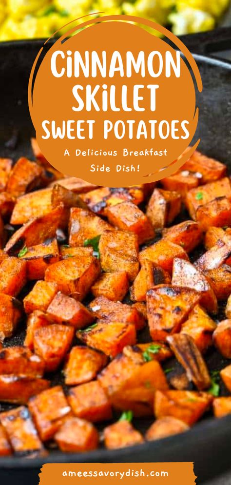 Healthy Sweetpotato Recipe, Healthy Ways To Make Sweet Potatoes, Pan Fried Sweet Potato Fries, Sauted Sweet Potato Recipes, Skillet Veggies Side Dishes, Sweet Potato Stir Fry Healthy, Pan Cooked Sweet Potatoes, Spring Sweet Potato Recipes, Sweet Potato For Diabetics