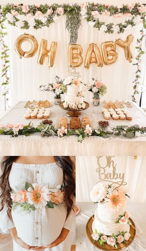 Boho Chic Gender Reveal Party, Boho Floral Baby Shower Ideas, Baby In Bloom Decorations, Boho Chic Baby Shower Girl, Spring Baby Shower Themes Girl, Baby In Bloom Shower Decorations, Bloom Baby Shower Ideas, Baby In Bloom Baby Shower Theme, Shabby Chic Baby Shower Ideas