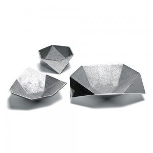 The Origami Bowls from AKMD are an elegant addition to a tabletop. Made of recycled aluminum, the bowls are available in three sizes and can be used on their own or grouped together to create a graphic tabletop display. Aptly named, the Origami Bowls resemble the look of folded paper, creating a sense of delicacy within each piece. This balances the substantial feel of the aluminum, which makes a tabletop accent that is at once sculptural and light. Origami Bowl, National Institute Of Design, Origami Bird, Household Products, Fine Craft, Origami Crafts, Traditional Crafts, Ahmedabad, Metallic Accents