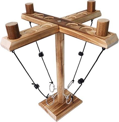 #Amazonseller 【High Quality Handcraft】: These are made of environmentally friendly natural wood. Modern and simple design, each piece of wood is carefully crafted. Has a smooth surface and a stable structure, not easy to break. Looks great in a bar, brewery, backyard or in your home. 【Best Interactive Game】: Hooks ring toss game is a interative game for friends, couple, Parent-child. Suitable as yard games for adults,cling ring game. Intertainment for all ages and skill levels Toss Game Diy, Diy Wooden Games, Cabin Crafts, Game For Adults, Ring Toss Game, Ring Game, Diy Ring, Skill Games, Wooden Bow