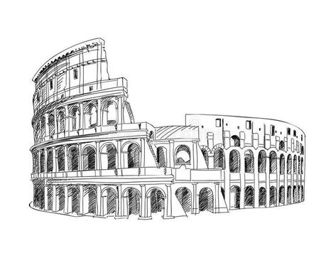 Italy Sketches, Italy Colosseum, Rome Italy Colosseum, Rome Architecture, Skyline Tattoo, Italy Skyline, Architecture Drawing Sketchbooks, Perspective Drawing Architecture, Colosseum Rome