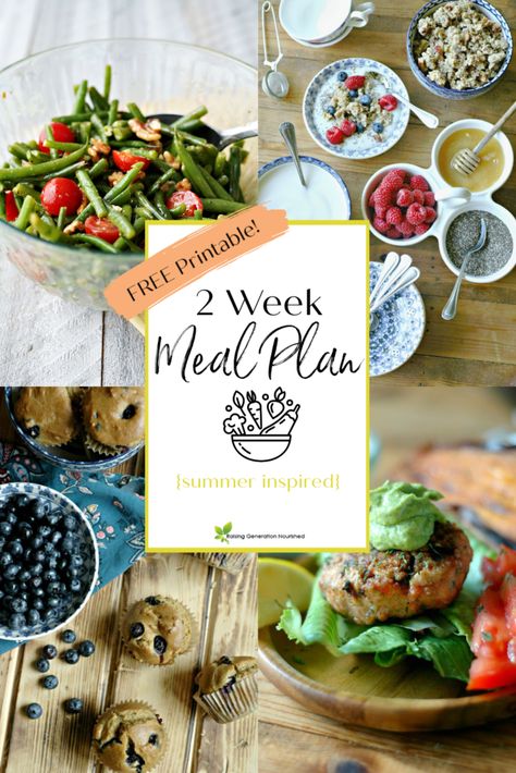 Nourishing 2 Week Meal Plan {Summer Inspired Part 1} - Raising Generation Nourished 2 Week Meal Plan, Pro Metabolic, Real Food Meal Plan, Food Prepping, Nourishing Meals, Nourishing Traditions, Sample Meal Plan, Summer Meal Planning, Summer Veggies