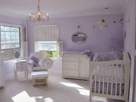 5 Professional Tips for Decorating a Purple Nursery Purple Baby Nursery, Purple Baby Rooms, Lavender Nursery, Girls Room Colors, Purple Nursery, Girl Nursery Room, Purple Rooms, Grey Nursery, Purple Baby