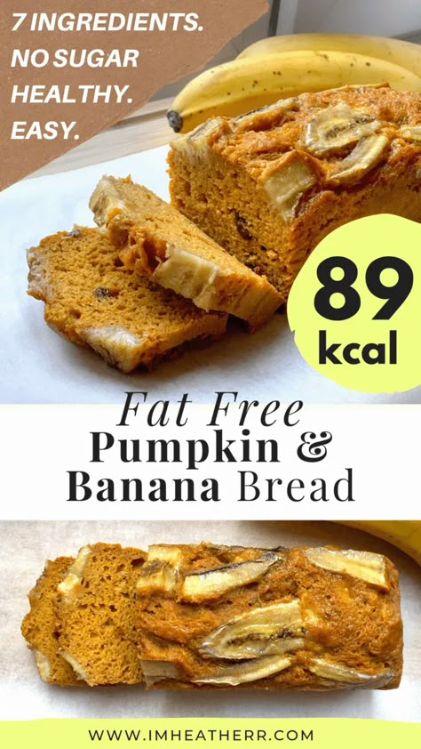 Healthy Pumpkin Banana Bread, Pumpkin Banana Bread Recipe, Low Calorie Pumpkin, Bread For Breakfast, Tarte Vegan, Pumpkin Banana Bread, Baking Powder Uses, Healthy Eating Diets, Pumpkin Banana