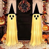 Ghosts For Halloween, Lawn Party Decorations, Amazon Halloween, Halloween Bat Decorations, Halloween Ghost Decorations, Ghost Diy, Halloween Front Porch Decor, Ghost Lights, Ghost Light