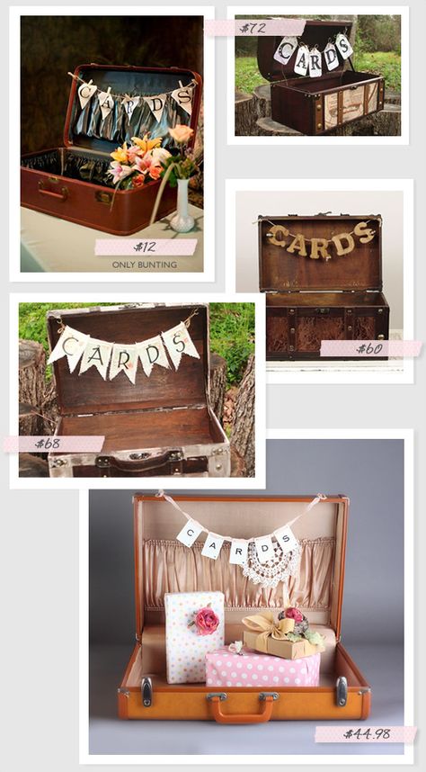 Vintage Suitcase Wedding, Diy Card Box, Vintage Wedding Signs, Graduation Open Houses, Deco Champetre, Wedding Reception Ideas, Table Card Holder, Old Suitcases, Wedding Card Holder