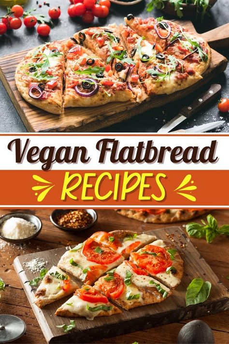 These vegan flatbread recipes are so satisfying and delicious! From butternut squash to hummus to pesto, you'll flip for these flatbread toppings. Savory Flatbread Recipes, Vegan Flat Bread, Vegan Flat Bread Recipes, Squash Flatbread, Vegan Flatbread Toppings, Gluten Free Vegan Flatbread, Veggie Naan Flatbread, Flatbread Dinner, Gluten Free Vegan Flatbread Recipe