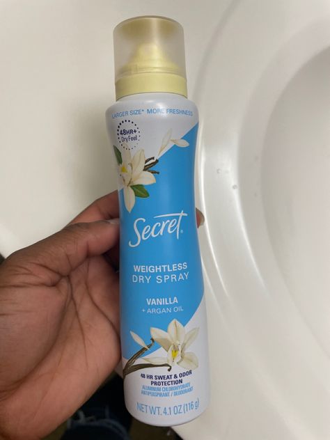 Secret Vanilla Deodorant, Deodorant Aesthetic, Vanilla Spray, Vanilla Deodorant, Secret Deodorant, Spray Deodorant, 2023 Goals, Colored Acrylic, Colored Acrylic Nails