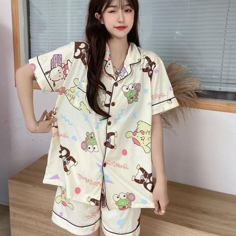 Sanrio Clothes, Pompom Purin, Kawaii Pajamas, Alt Clothes, Sanrio Pochacco, Teen Swag Outfits, Cute Pjs, Cute Sleepwear, Cute Pajama Sets