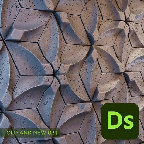 Hexagon Structure, Concrete Wall Tiles, Geometric Tile Pattern, Accent Wall Designs, 3d Wall Tiles, Geometric 3d, Construction Diy, Wall Texture Design, Substance Designer